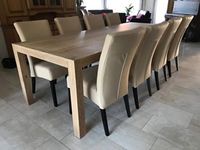 Set van 8 leren eetkamerstoelen - met houten poten - bruin leer - Echt leer, Landelijk, ontdek de vele Leersoorten en Kleuren bij ShopX