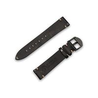 JT Berlin Alex II Vintage reservearmband (20 mm) voor Samsung Galaxy Watch/Amazfit/Garmin Forerunner [handgemaakt in Duitsland, leder/Nytech reserveband, roestvrij staal] zwart/zwart