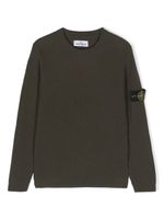 Stone Island Junior pull en laine vierge à patch Compass - Vert