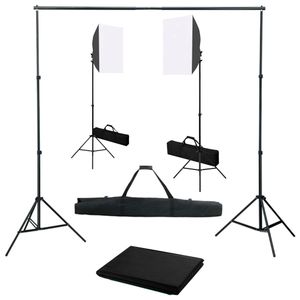 VidaXL Fotostudioset met softboxlampen en achtergrond