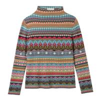 Jacquard trui van biologisch katoen, petrol-motief 44/46