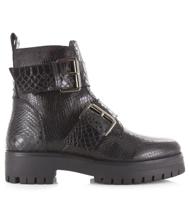 Shoecolate Shoecolate - Bikerboot met ritssluiting Zwart Leer Biker boots Dames - thumbnail