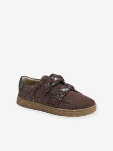 Leren sneakers met klittenband, kleutercollectie meisjes taupe