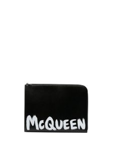 Alexander McQueen portefeuille zippé à logo imprimé - Noir