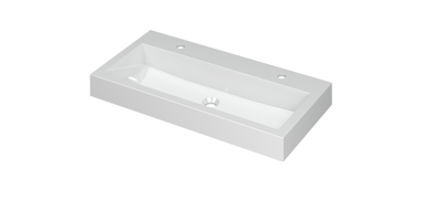 INK® Momento wastafel polystone met 2 kraangaten 90 x 9 x 45 cm, glans wit INK® Momento wastafel polystone met 2 kraangaten 90 x 9 x 45 cm, glans wit