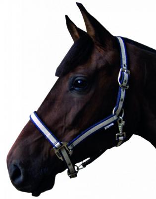 S2G halster pony 40 x 35 x 3,5 cm nylon wit/blauw