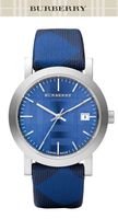 Horlogeband Burberry BU1790 Leder/Kunststof Blauw 20mm - thumbnail