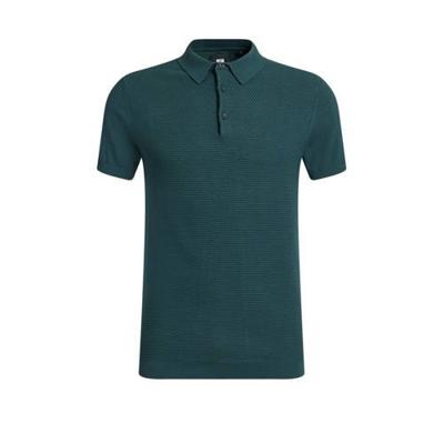 WE Fashion slim fit polo met textuur sea moss