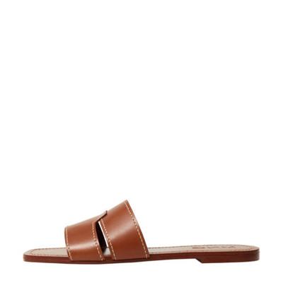 Mango leren slippers cognac Mango leren slippers cognac