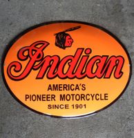 Indian America&apos;s Pioneer Motorcycle Emaille Bord - thumbnail