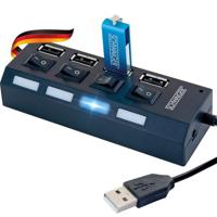 SCHWAIGER - UH4 013 4-voudige USB-hub voor uitbreiding van een USB-aansluiting | voor alle Windows en Mac systemen | individueel in- en uitschakelbaar