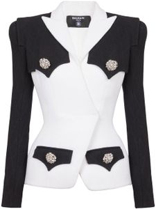 Balmain blazer 4-Button en crêpe bicolore - Noir