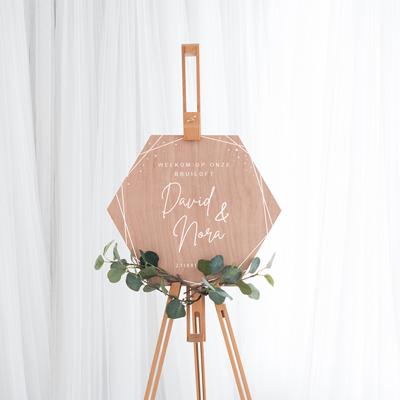 Welkomstbord hexagon golden green Welkomstbord hexagon golden green