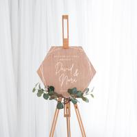 Welkomstbord hexagon golden green