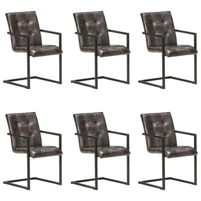 vidaXL Eetkamerstoelen 6 st echt leer verweerd grijs