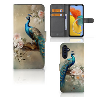 Telefoonhoesje met Pasjes voor Samsung Galaxy M14 Vintage Pauwen