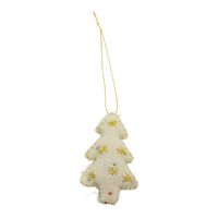 Vilten Hanger Kerstboom Goudkleurig-Wit (17 x 5,5 cm) - thumbnail