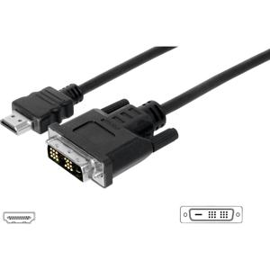 Digitus AK-330300-050-S HDMI-kabel HDMI / DVI Adapterkabel HDMI-A-stekker, DVI-D 18+1-polige stekker 5.00 m Zwart Schroefbaar