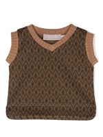 La Stupenderia gilet en maille à motif géométrique - Marron