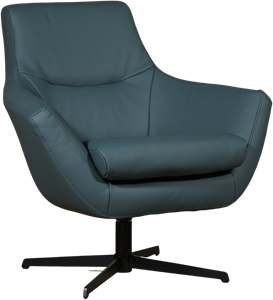 Blauwe leren moderne draaifauteuil Wing - Toledo Leer Whale (blauw leer)