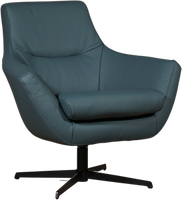 Blauwe leren moderne draaifauteuil Wing - Toledo Leer Whale (blauw leer)