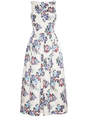 Adam Lippes Midi-jurk met bloemenprint - Wit