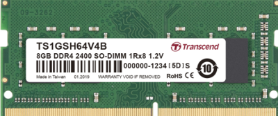 TS1GSH64V4B - Geheugen - DDR4 (SO-DIMM) - 8 GB: 1 x 8 GB - 260-PIN - 2400 MHz / PC4-19200 - CL17