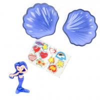 Toi Toys schelp zeemeerminset junior 7 cm blauw 3 delig