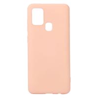Shop4 - Samsung Galaxy A21s Hoesje - Zachte Back Case Mat Licht Roze