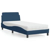 vidaXL Bed met matras stof blauw 80x200 cm, bedframe, bed, enkel bed, bedframes, bedbodem, stoffen bed, gewelfd bedframe, gewelfd stoffen bedframe