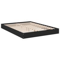 VidaXL Bedframe Bewerkt Hout Zwart 120x190 cm, Ombouw, 2 Persoonsbed, Bedbodem, Slaapkamermeubel, Logeerbed