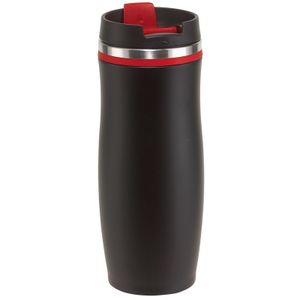 RVS Warmhoudbeker/isoleerbeker zwart met rood 400 ml