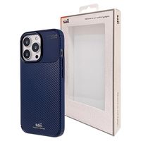 Saii Carbon Fiber iPhone 13 Pro Max TPU Case - Blauw - thumbnail