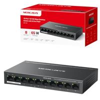 MERCUSYS - 10-poorts 10/100 Mbps computer switch met 8 PoE+PoE+65W poorten, compatibel met 802.3af/at PDs, energiebeheer, metalen behuizing, plug & play, geen configuratie nodig