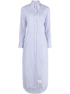 Thom Browne logo-patch striped maxi shirtdress - Blanc