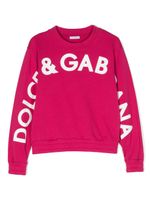 Dolce & Gabbana Kids logo-print cotton sweatshirt - Rose - thumbnail