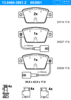 Remblokkenset, schijfrem ATE, u.a. für Fiat, Alfa Romeo, Lancia