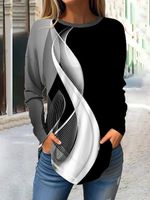 Casual Abstract Crew Neck Loose T-Shirt