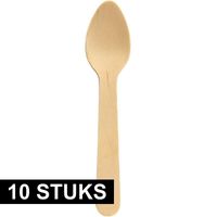 10x Houten wegwerp dessertlepels bestek 16 cm kinderfeestje - thumbnail