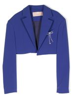 Elisabetta Franchi La Mia Bambina blazer crop à détail de logo - Bleu