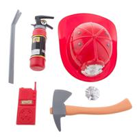 Brandweer verkleed speelgoed set voor kinderen - rood - 6-delig - cadeau en carnaval - thumbnail