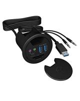 Icy Box IB-HUB1404A Tafelhub, 60 mm, Voor Inbouw, Zwart