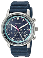 Horlogeband Fossil FS5519 Silicoon Blauw 22mm