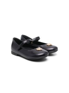 Versace Kids ballerines Heart Medusa en cuir - Noir