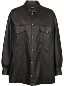 Balmain surchemise Lion en cuir - Noir