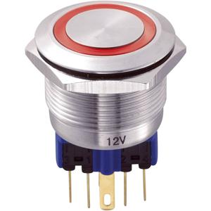 TRU COMPONENTS 701776 GQ22-11E/R/12V Vandalismebestendige druktoets 250 V/AC 5 A 1x aan/(aan) Moment Rood IP65 1 stuk(s)