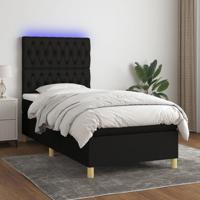 Boxspring met matras en LED stof zwart 100x200 cm SKU: V3135655