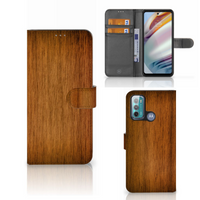 Motorola Moto G60 Book Style Case Donker Hout