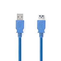 USB naar USB verlengkabel - USB3.0 - tot 2A / blauw - 1 meter