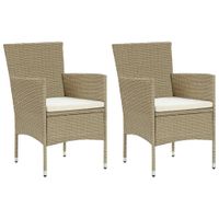 Tuinstoelen 2 st poly rattan beige - thumbnail